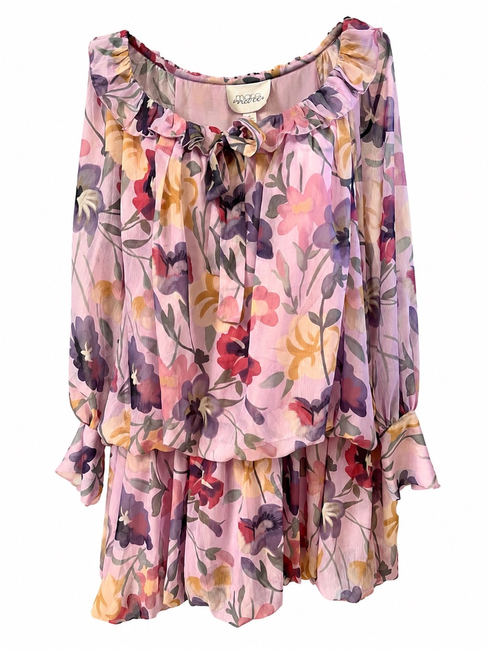 Maeve Mare Anthropologie Girls' Pink Floral Ruffle Tiered Dress